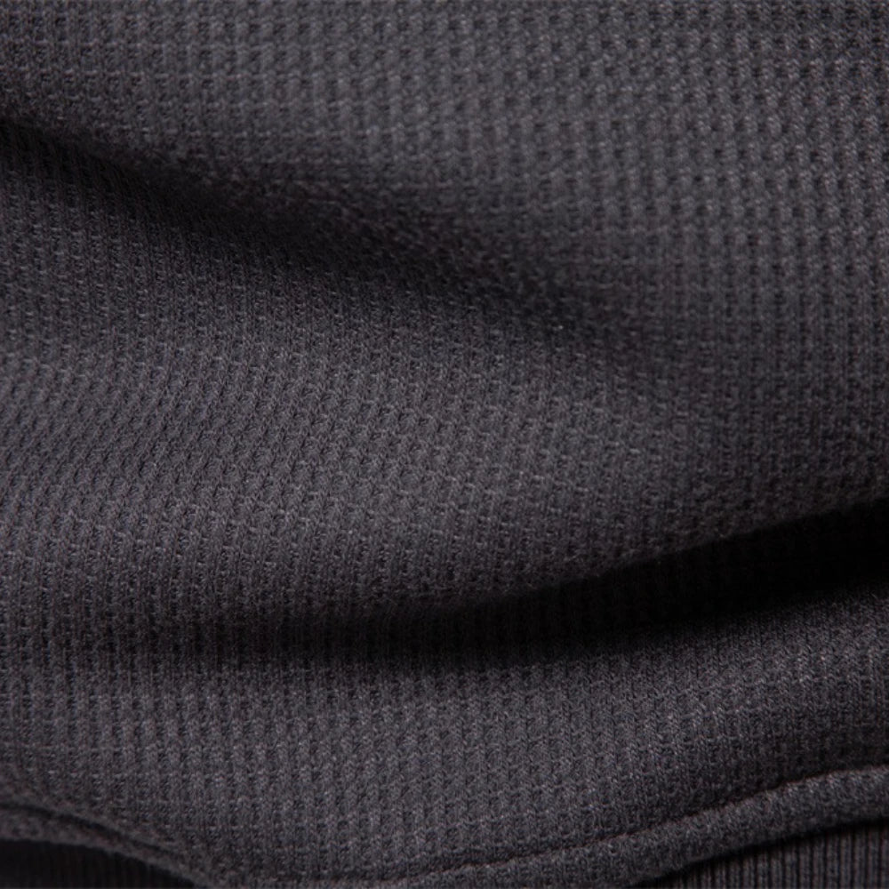 Men's Fleece Lined Sweatshirt - Waffle Knit Henley Pullover