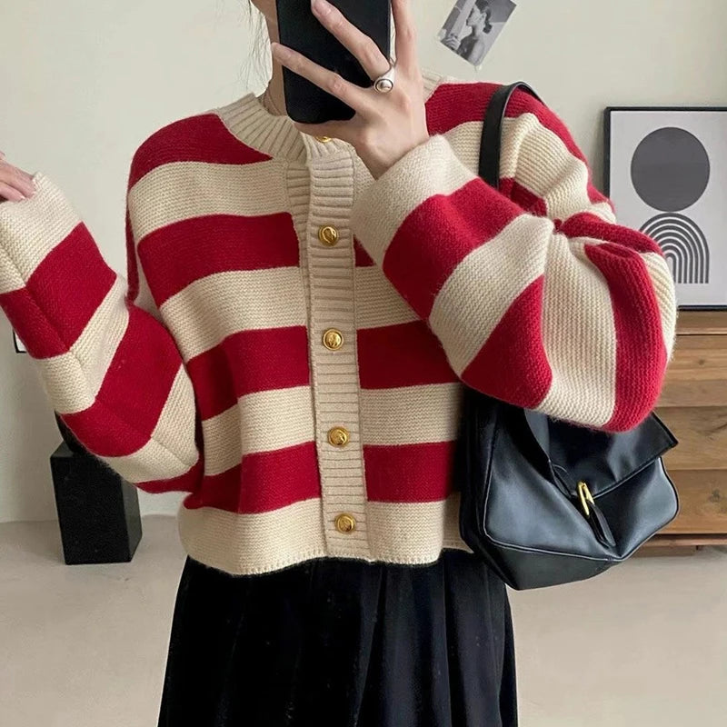 Bold Striped Knit Cardigan