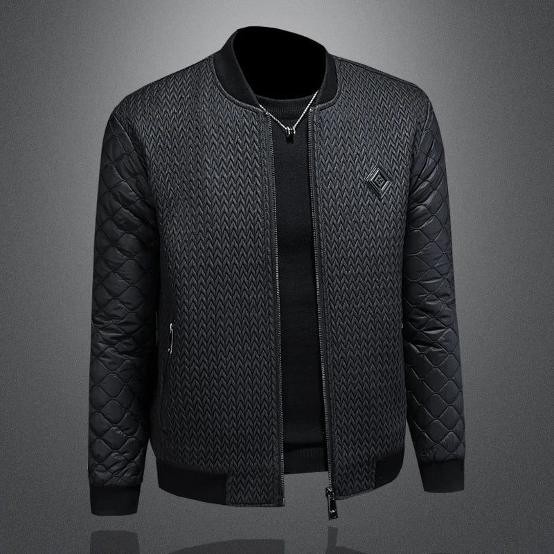 Men's Quilted Bomber Jacket - Plus Size Stand Collar Jacket