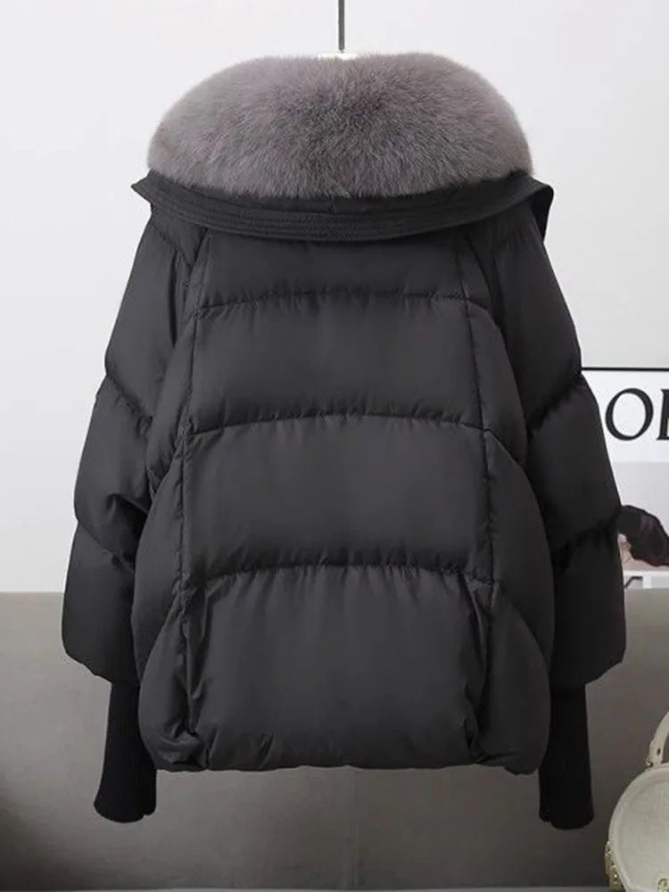 Elegant Faux Fur Collar Puffer Jacket