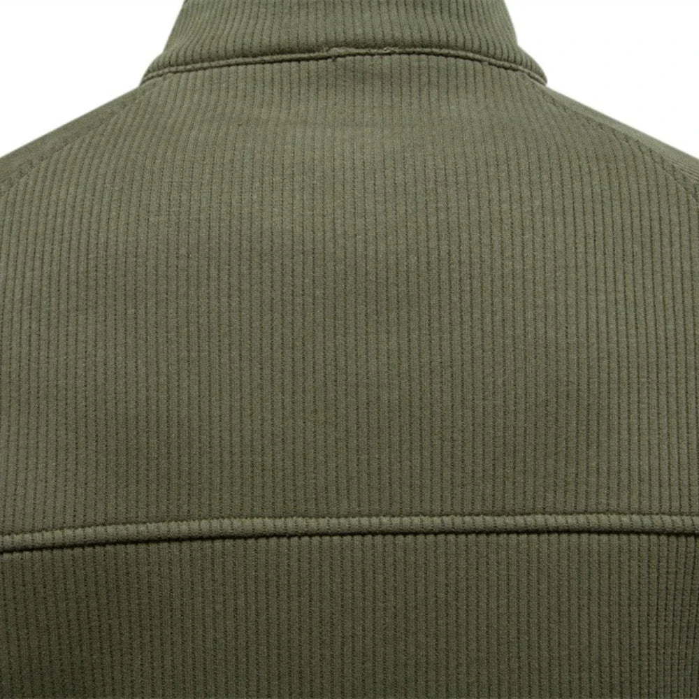 Men's Ribbed Knit Quarter-Zip Sweater - Thermal Pullover Top