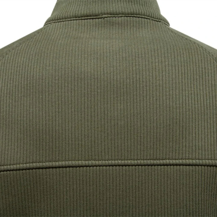 Men's Ribbed Knit Quarter-Zip Sweater - Thermal Pullover Top