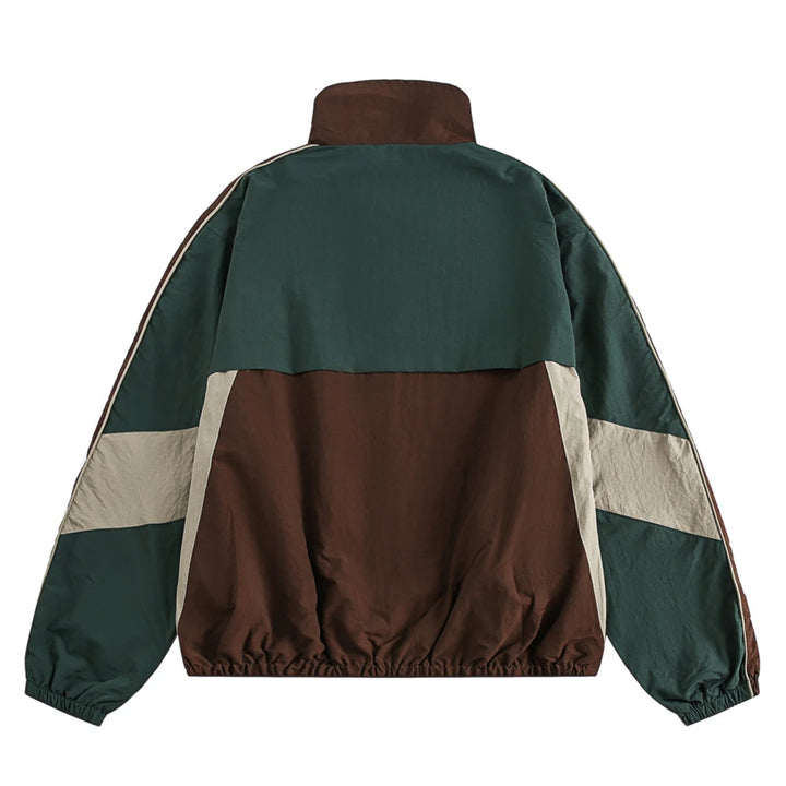 Men's Patchwork Windbreaker Jacket - Oversized Streetwear Jacket