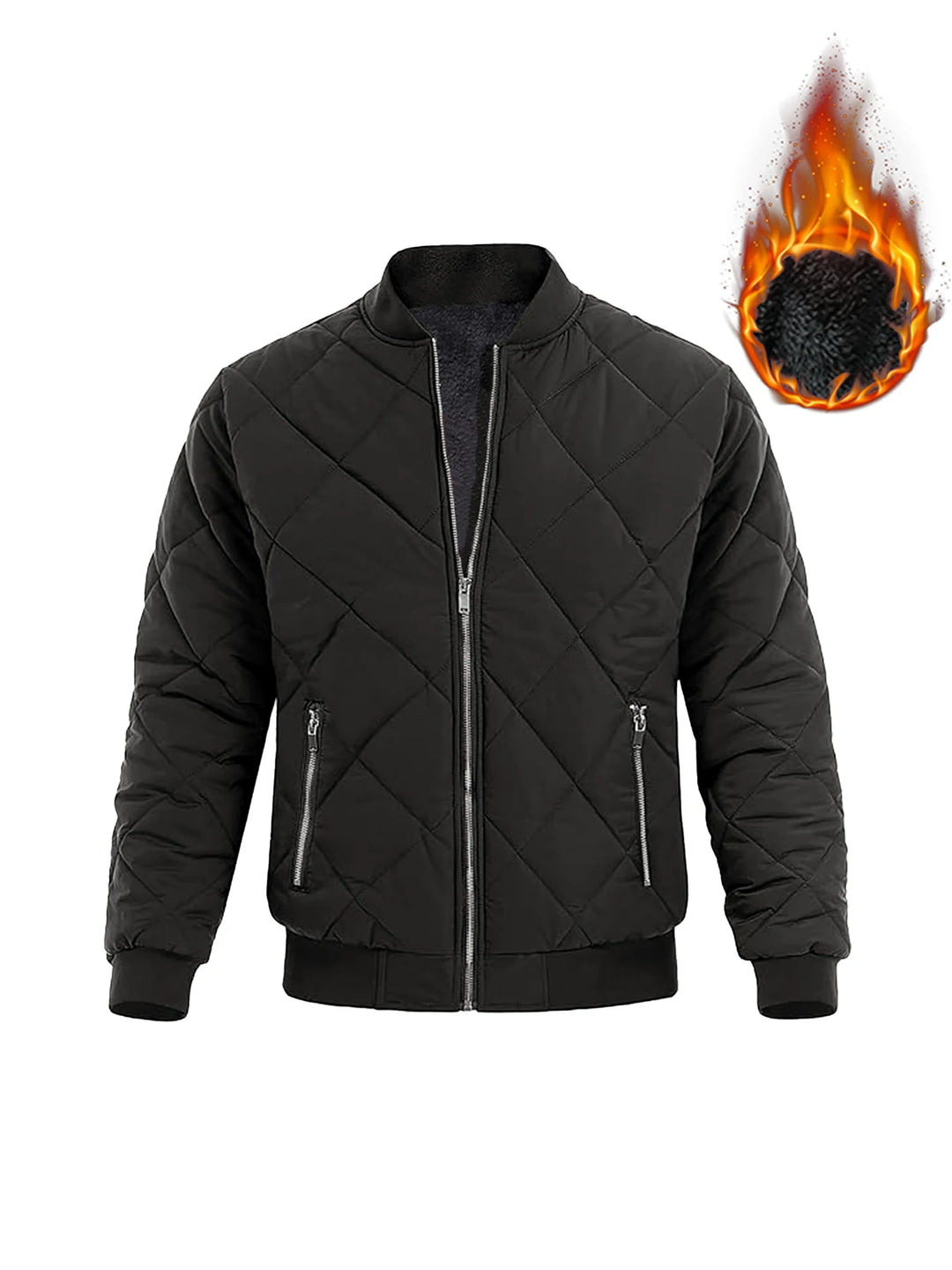 Men's Winter Bomber Jacket - Quilted Fleece Lined Jacket