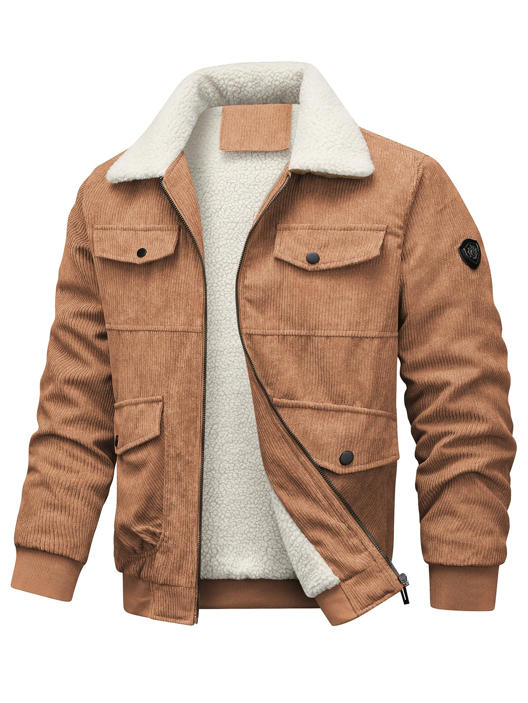 Men's Corduroy Jacket - Fleece Lined Sherpa Collar Jacket