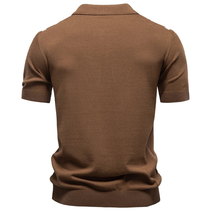 Men's Short Sleeve Striped Polo Shirt - Old Money Style