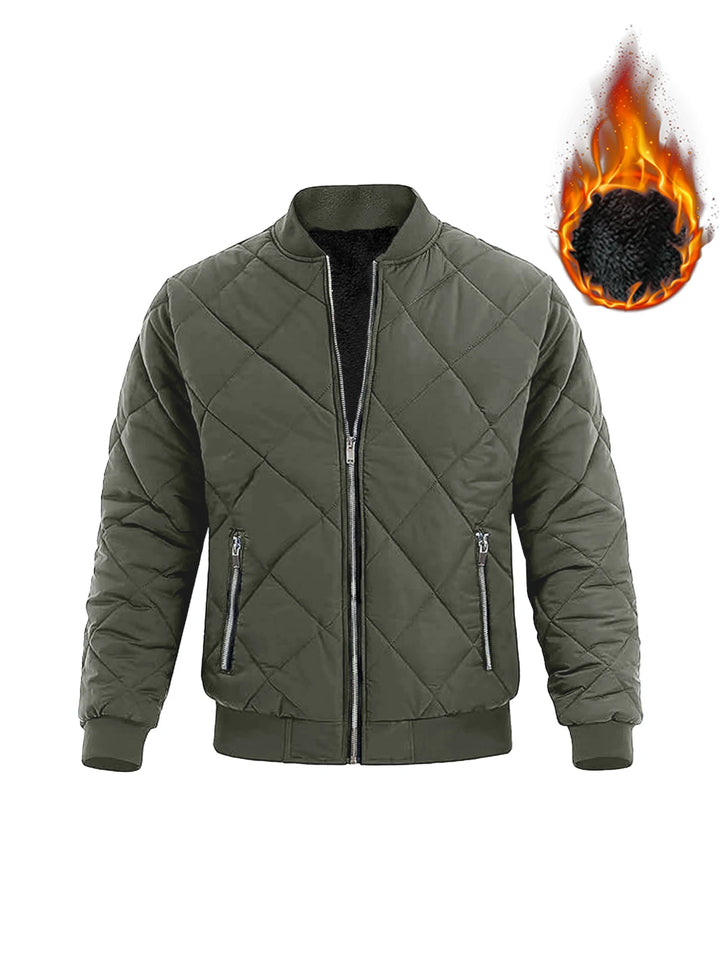 Men's Winter Bomber Jacket - Quilted Fleece Lined Jacket