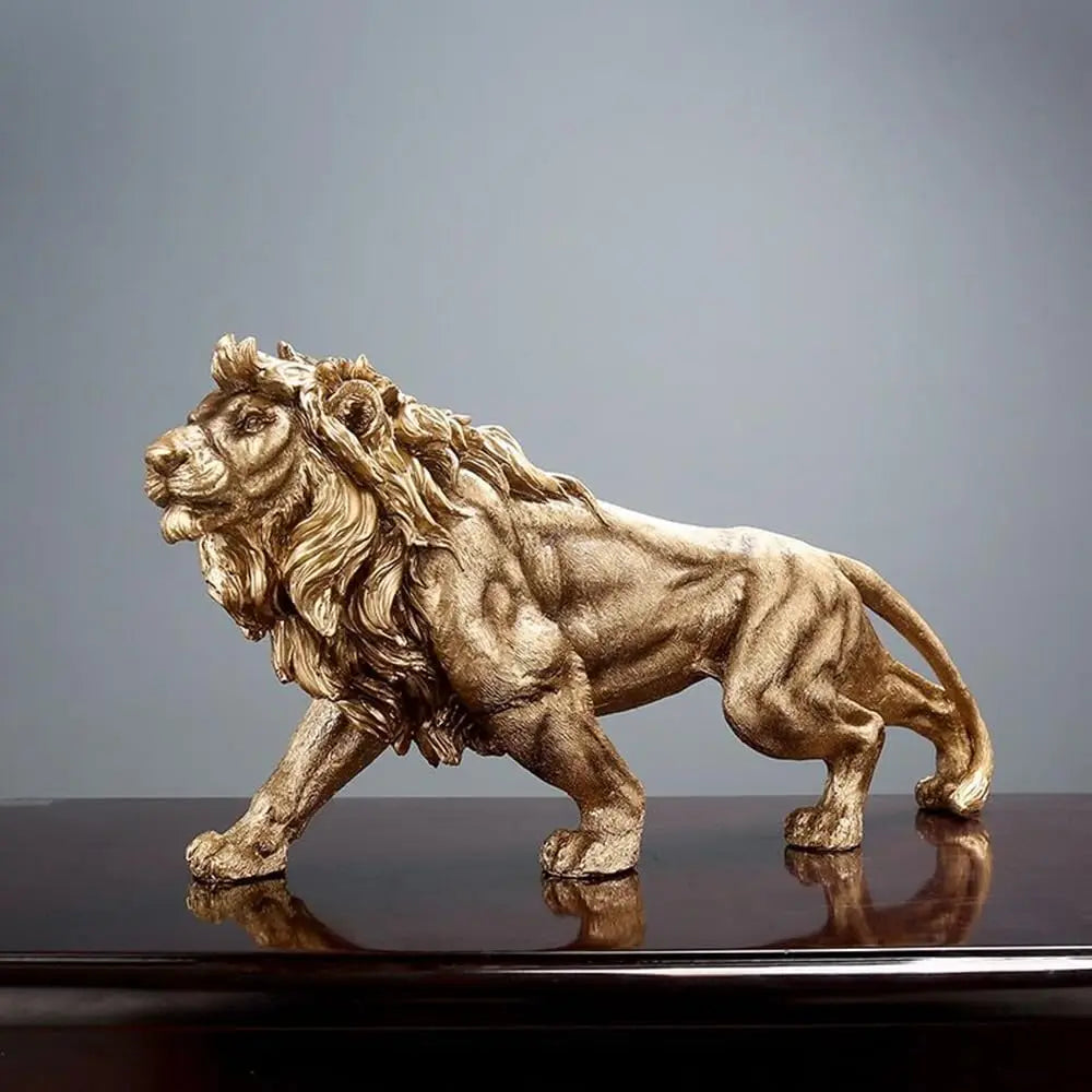 Golden Majestic Lion Statue