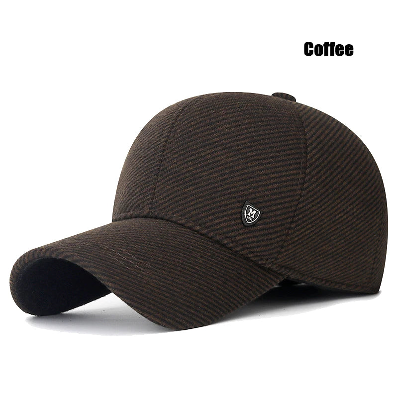 Men's Winter Baseball Cap with Ear Flaps - Adjustable Fit