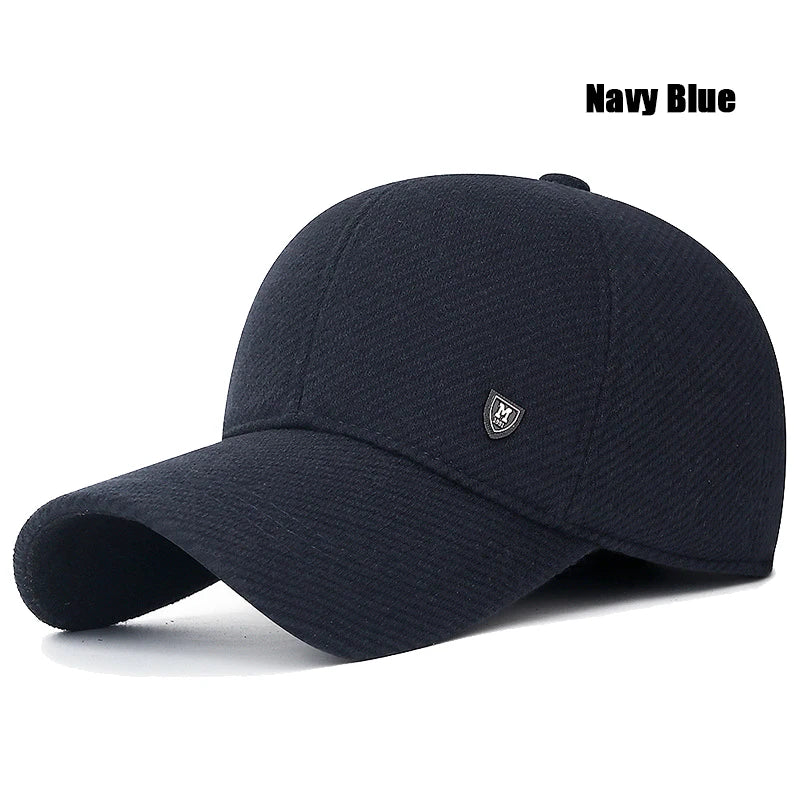 Men's Winter Baseball Cap with Ear Flaps - Adjustable Fit