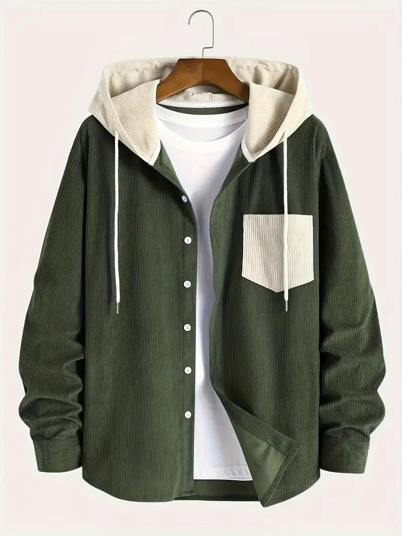 Men's Corduroy Shacket - Hooded Casual Jacket