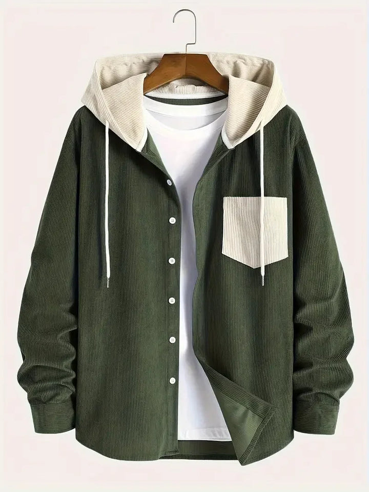 Men's Corduroy Shacket - Hooded Casual Jacket