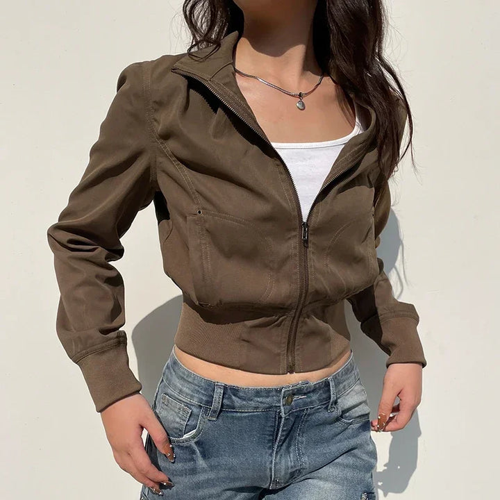 Cropped Utility Zip Jacket