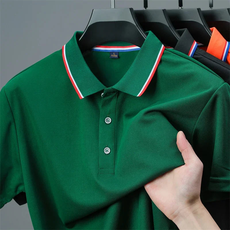 Nyven Classic Men's Solid Color Short-Sleeve Polo Shirt