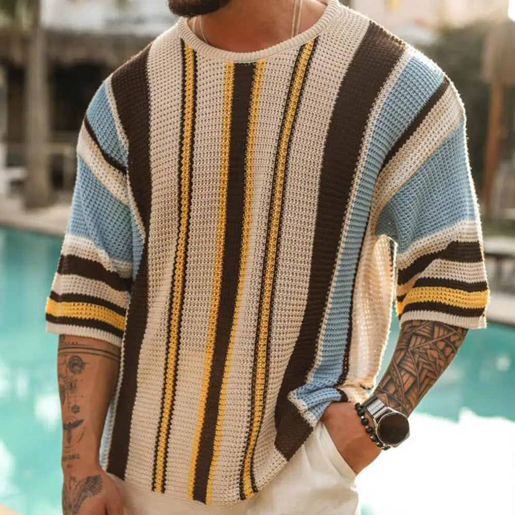 Colorblock Knit Striped Sweater