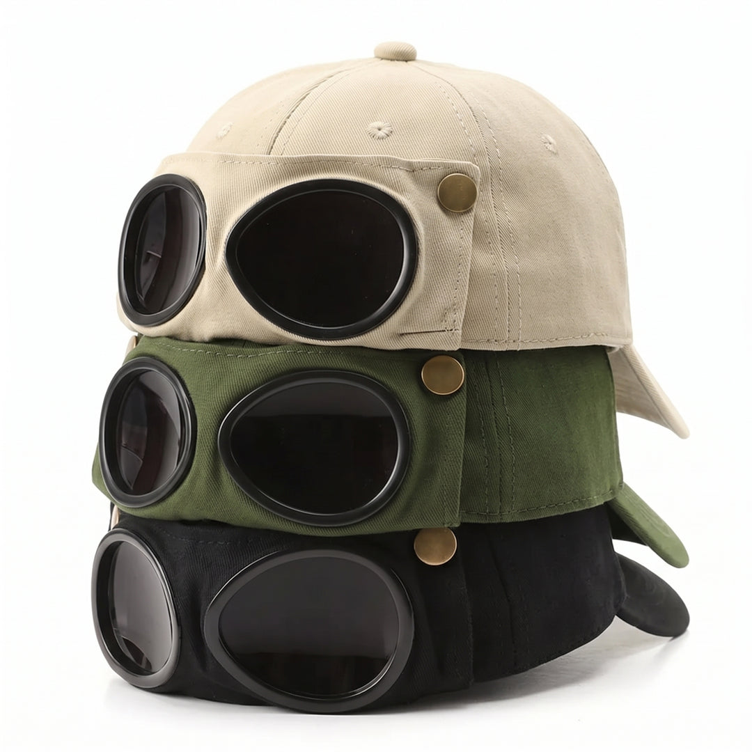 Solar Aviator Baseball Cap - Detachable Sunglasses