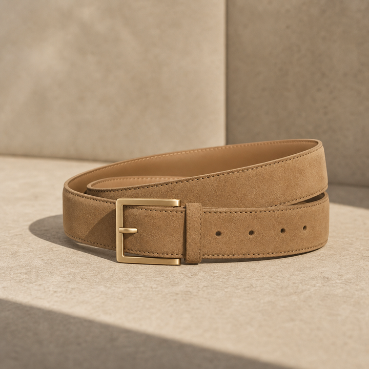 Soft Suede Belt — Tan