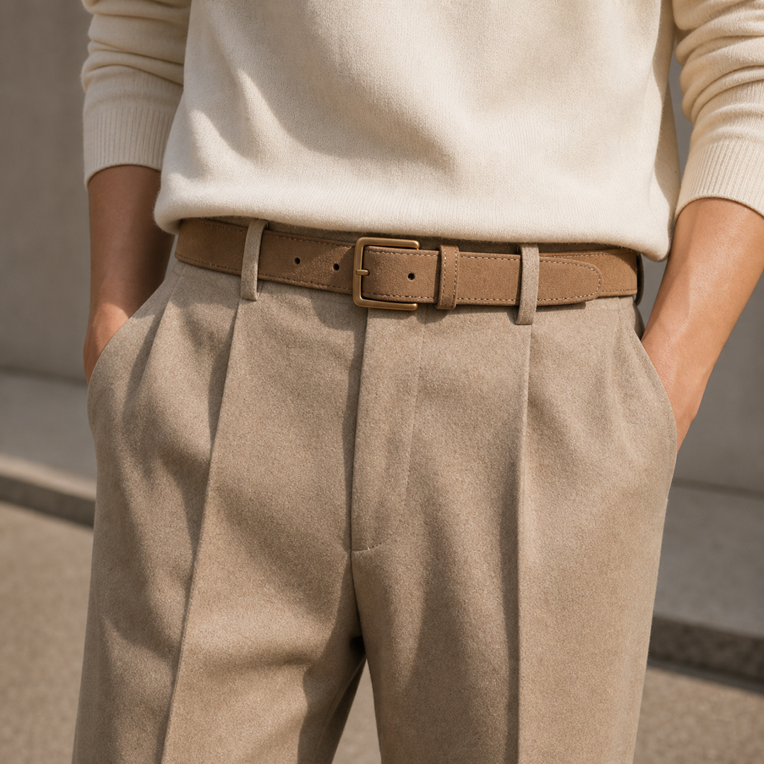 Soft Suede Belt — Tan