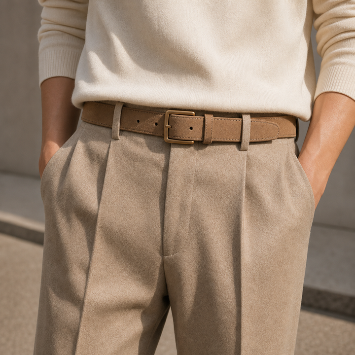 Soft Suede Belt — Tan