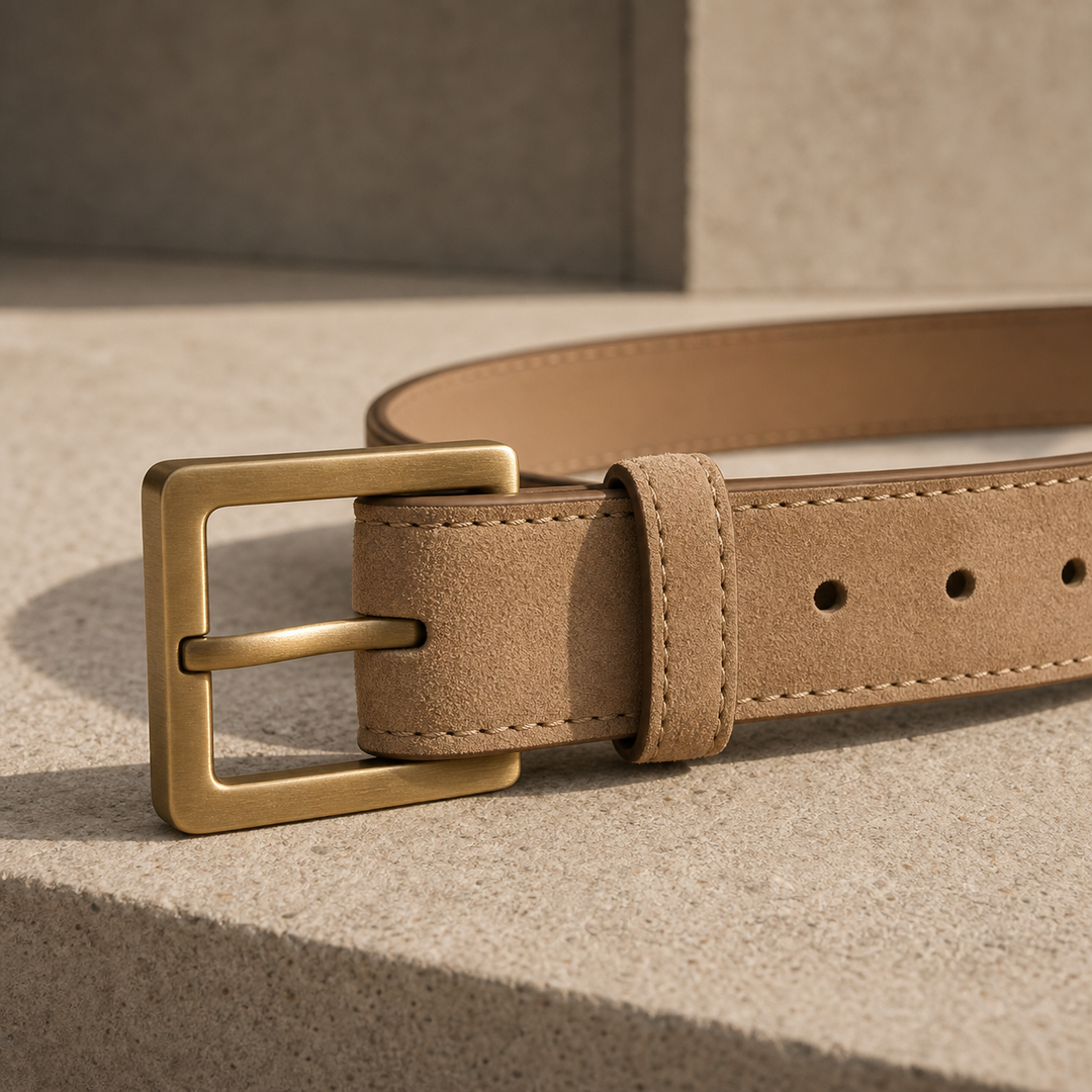 Soft Suede Belt — Tan
